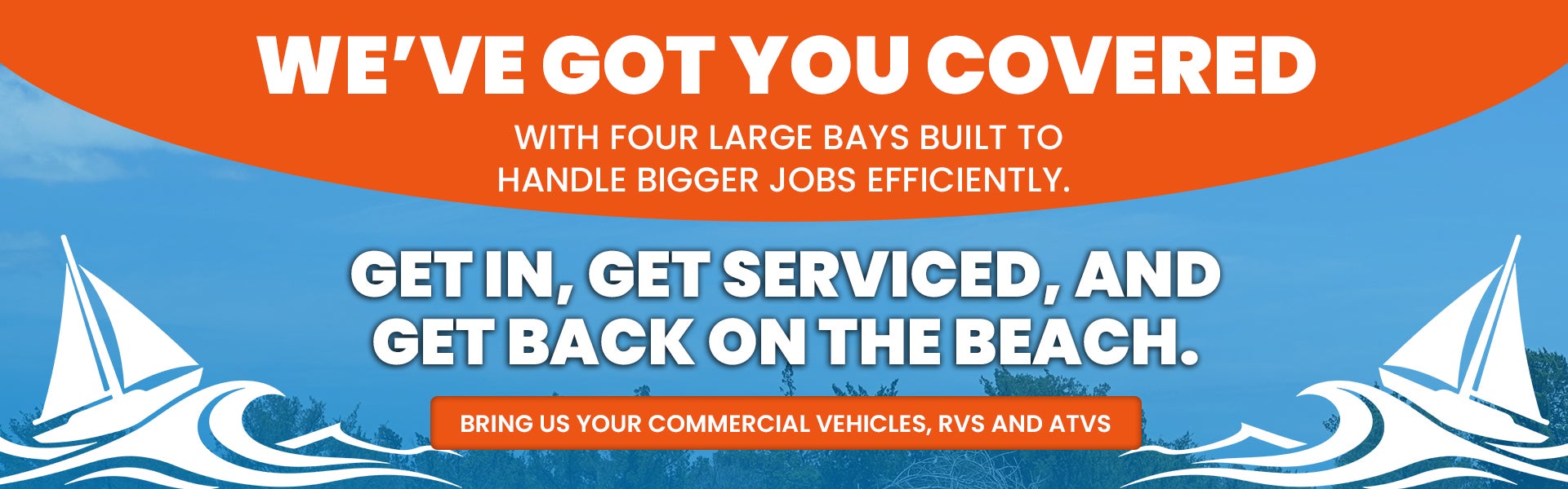 Four Large Bays for commercial vehicles and RVs.